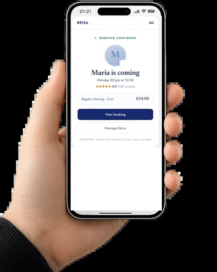 Your booking confirmed in the Rena app